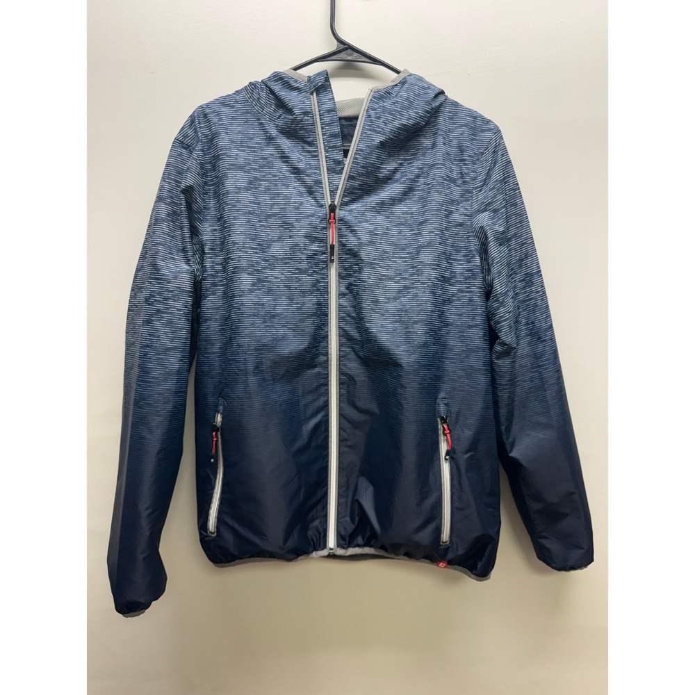 Killtec Windbreaker Jacket Womens 10 Blue Ombre Striped‎ Hooded Full Zip Mesh